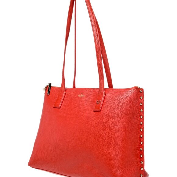 GUC Kate Spade On Purpose Studded Leather Tote Orange - Picture 2 of 8